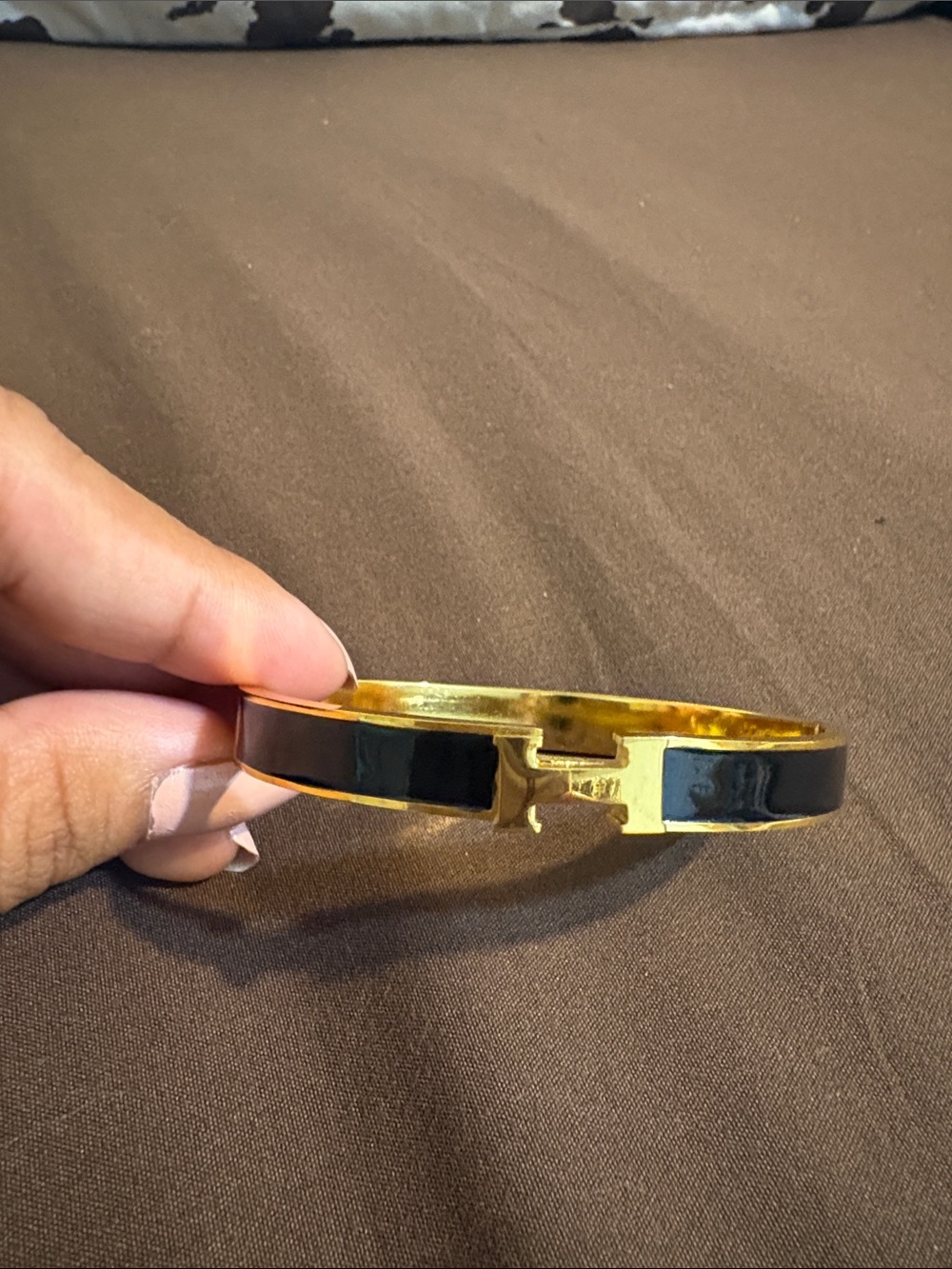 Altar'd State Gold-Tone Bracelet with Black Enamel Inlay